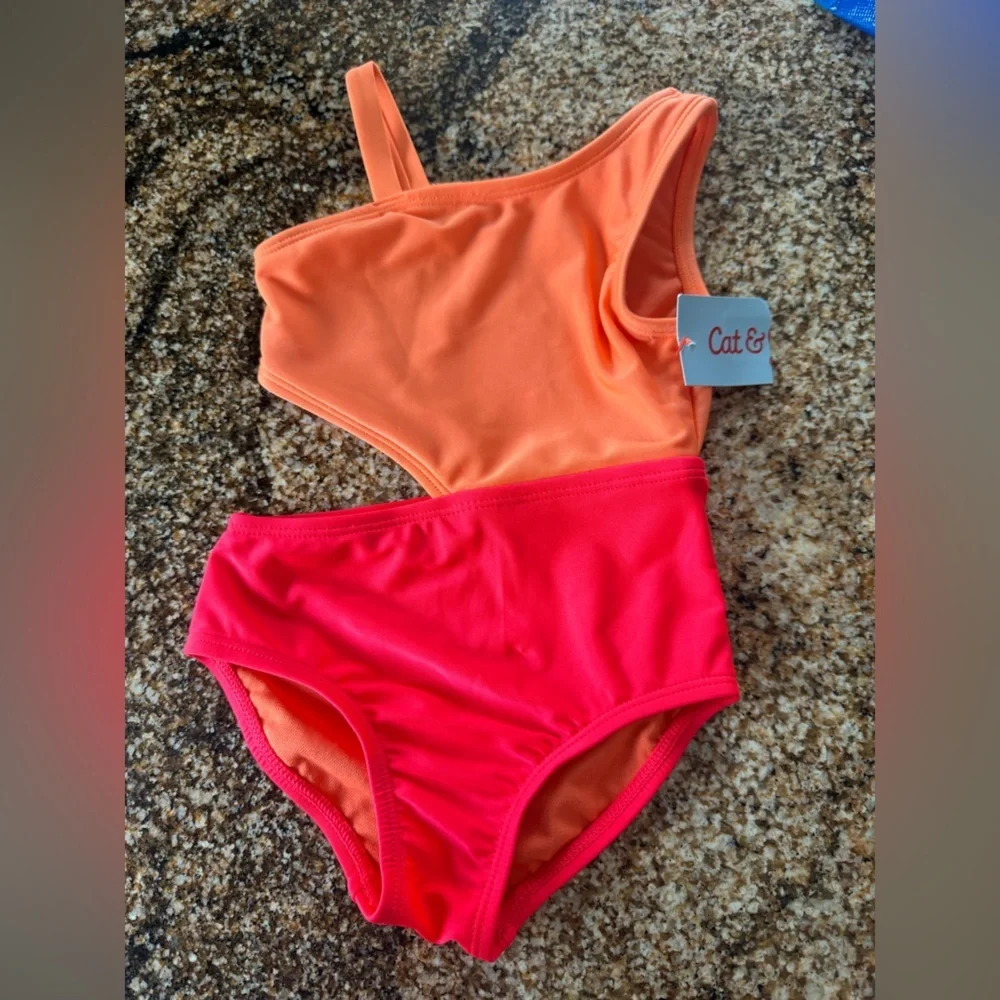 Cat & Jack Vibrant Orange and Red Kids Bikini